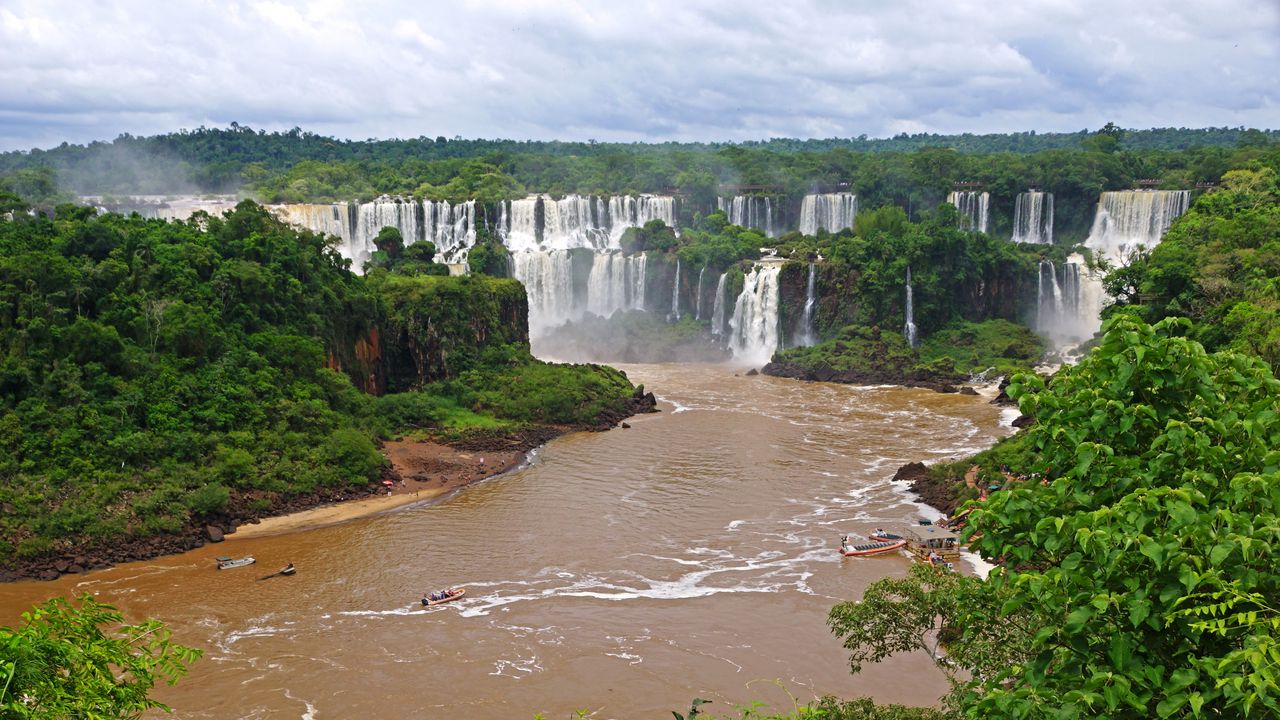 Wallpaper waterfalls, brazil, river, landscape, iguazu, nature