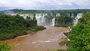 Preview wallpaper waterfalls, brazil, river, landscape, iguazu, nature
