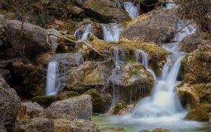 Preview wallpaper waterfalls, cascades, long exposure, stones, nature