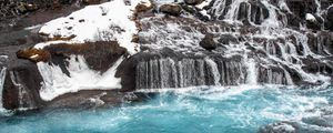 Preview wallpaper waterfalls, cascades, snow, winter, landscape, nature