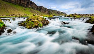 Preview wallpaper waterfalls, river, hills, nature