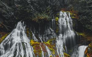 Preview wallpaper waterfalls, rock, trees, nature