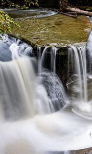 Preview wallpaper waterfalls, stone, splashes, nature, long exposure