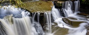 Preview wallpaper waterfalls, stone, splashes, nature, long exposure