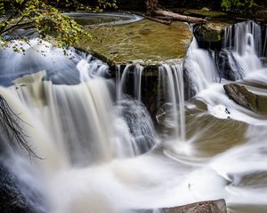 Preview wallpaper waterfalls, stone, splashes, nature, long exposure