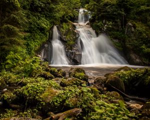 Preview wallpaper waterfalls, stones, grass, nature