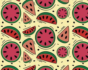 Preview wallpaper watermelon, pattern, slices