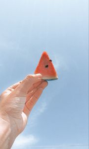 Preview wallpaper watermelon, slice, hand, sky, summer