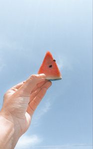 Preview wallpaper watermelon, slice, hand, sky, summer