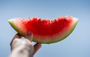 Preview wallpaper watermelon, slice, hand, summer