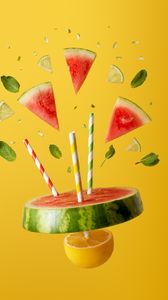 Preview wallpaper watermelon, slices, fruit, juicy, bright