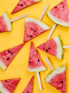 Preview wallpaper watermelon, slices, red, ripe, fruit