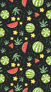 Preview wallpaper watermelons, berries, patterns, pattern