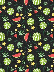 Preview wallpaper watermelons, berries, patterns, pattern