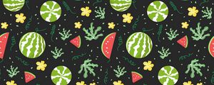 Preview wallpaper watermelons, berries, patterns, pattern