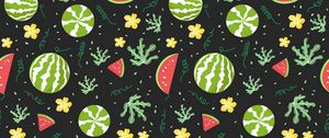 Preview wallpaper watermelons, berries, patterns, pattern