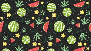 Preview wallpaper watermelons, berries, patterns, pattern