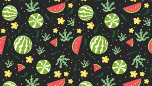 Preview wallpaper watermelons, berries, patterns, pattern