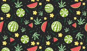 Preview wallpaper watermelons, berries, patterns, pattern