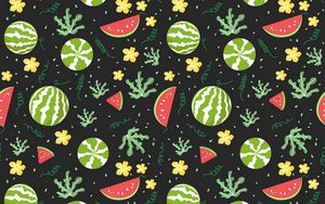 Preview wallpaper watermelons, berries, patterns, pattern