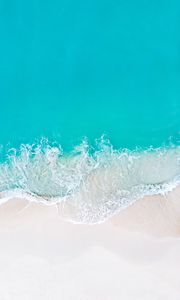 Preview wallpaper wave, beach, aerial view, sea, coast, sand