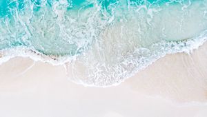 Preview wallpaper wave, beach, aerial view, sea, coast, sand