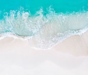 Preview wallpaper wave, beach, aerial view, sea, coast, sand