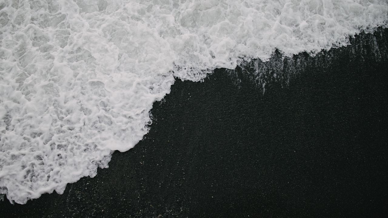 Wallpaper wave, beach, bw, water, sand