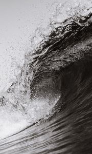 Preview wallpaper wave, bw, spray, water, crest, twisted