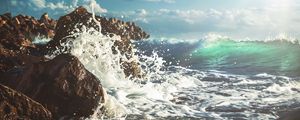 Preview wallpaper wave, foam, surf, water, stones