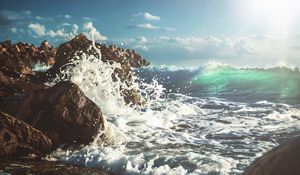 Preview wallpaper wave, foam, surf, water, stones