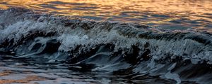 Preview wallpaper wave, sea, glare, sunset
