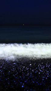 Preview wallpaper wave, sea, night, sea foam