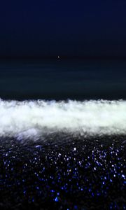 Preview wallpaper wave, sea, night, sea foam