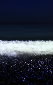 Preview wallpaper wave, sea, night, sea foam