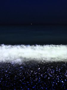 Preview wallpaper wave, sea, night, sea foam