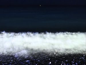 Preview wallpaper wave, sea, night, sea foam