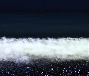 Preview wallpaper wave, sea, night, sea foam