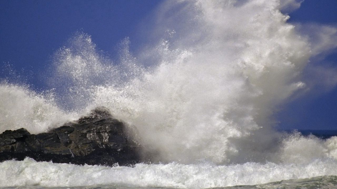 Wallpaper wave, sea, splashes, blow, stone