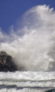 Preview wallpaper wave, sea, splashes, blow, stone