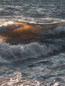 Preview wallpaper wave, sea, spray, glare, water