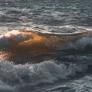 Preview wallpaper wave, sea, spray, glare, water