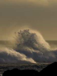 Preview wallpaper wave, splash, sea, stones, nature