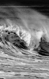 Preview wallpaper wave, splashes, sea, ocean, bw