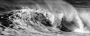 Preview wallpaper wave, splashes, sea, ocean, bw