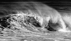 Preview wallpaper wave, splashes, sea, ocean, bw