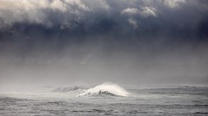 Preview wallpaper wave, spray, foam, sea, storm