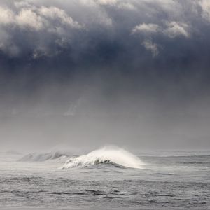 Preview wallpaper wave, spray, foam, sea, storm