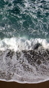 Preview wallpaper wave, stream, coast, sea, foam, language