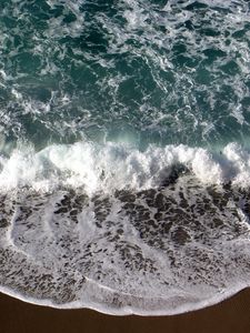 Preview wallpaper wave, stream, coast, sea, foam, language